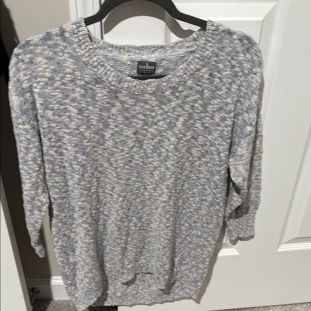Soho Blue and White Knit Sweater